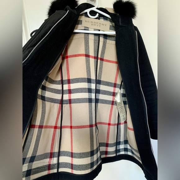 Burberry Brit Checked Lined Duffle Coat Removable Fur Trim - Picture 10 of 12